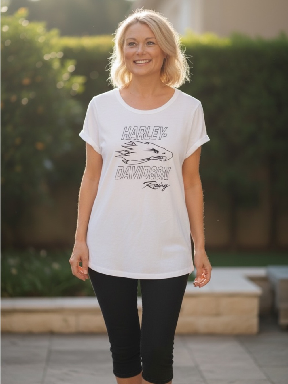 Harley-Davidson White Crewneck Graphic Tee